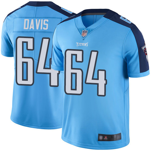 Tennessee Titans Limited Light Blue Men Nate Davis Jersey NFL Football 64 Rush Vapor Untouchable